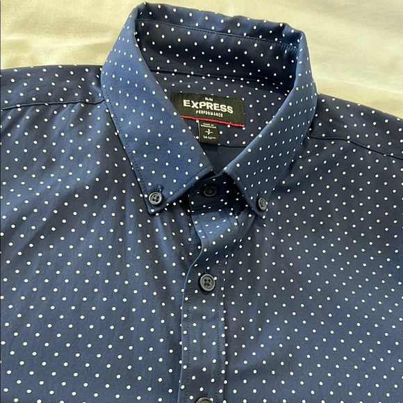 Men's Navy Blue Polka Dot Shirt - Picture 2 of 2